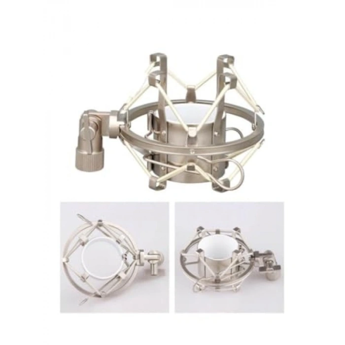 Profesyonel Stüdyo Mikrofonu için Metal Shock Mount - Gri