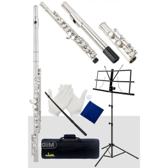 Profesyonel Yan Flüt - Nikel Kaplama, Nota Sehpası Hediye