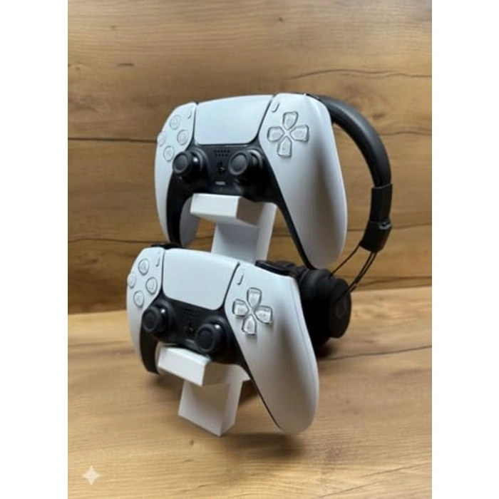 PS5 Oyun Kolu ve Kulaklık Dikey Standı, Beyaz Renk