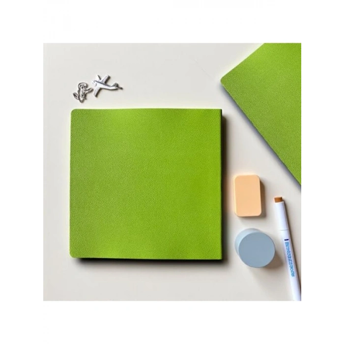 PU Deri Çizgisiz Not Defteri - 16,5x16,5 cm, 96 Yaprak