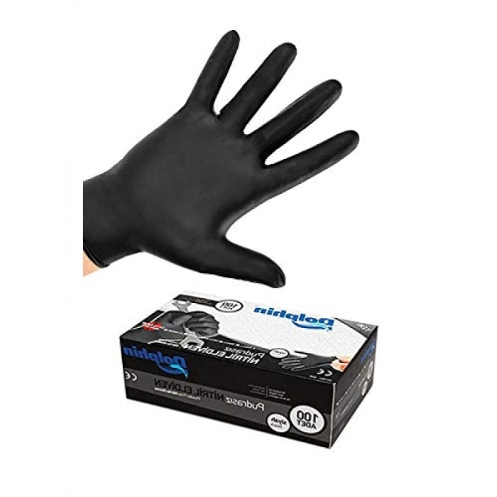 Pudrasız Siyah Nitril Eldiven - Ekstra Kalın (XL) - 100lü Paket