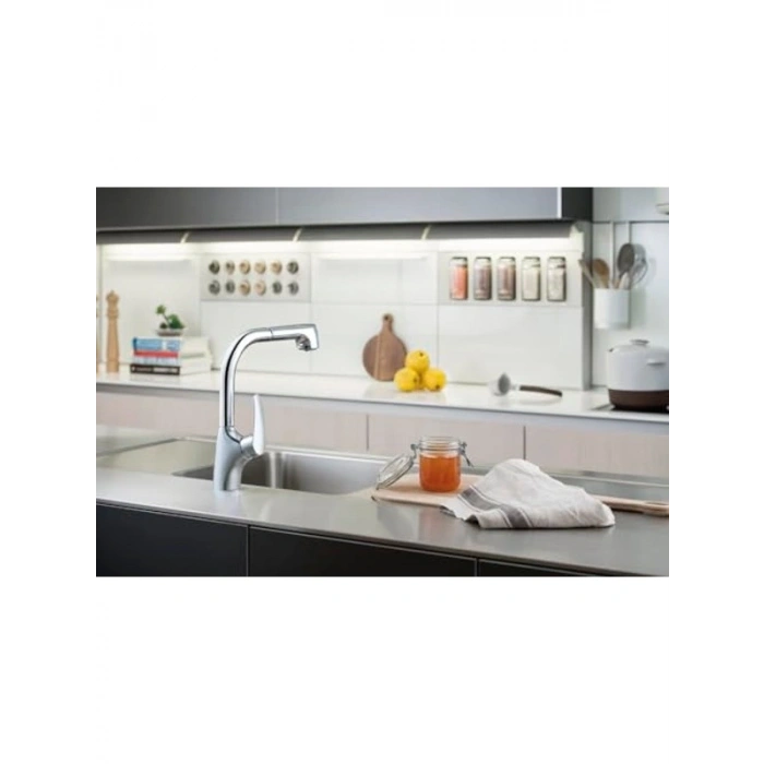 Pull-Out Eviye Bataryası, El Duşlu Krom Renkli Model