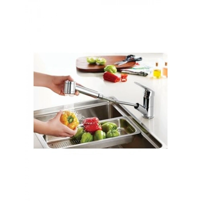 Pull-Out Eviye Bataryası, Krom Renkli Modern Tasarım
