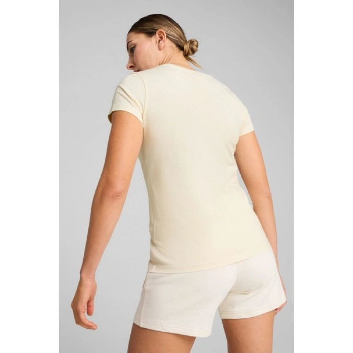 Puma ESS ELEVATED Tee Krem Kadın Kısa Kol T-Shirt