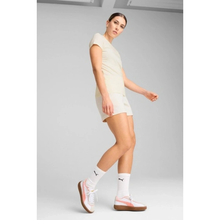 Puma ESS ELEVATED Tee Krem Kadın Kısa Kol T-Shirt