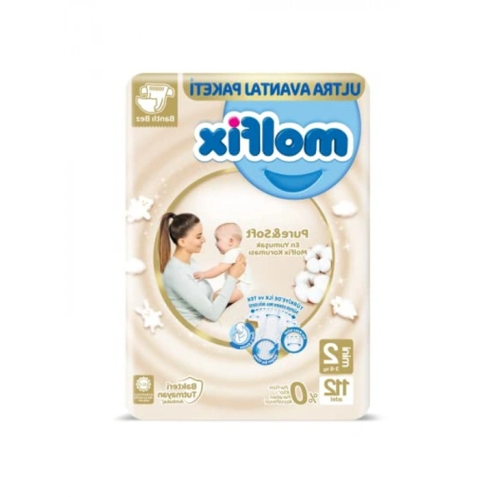 Pure&Soft Mini Bebek Bezi - Aylık Paket, 112 Adet