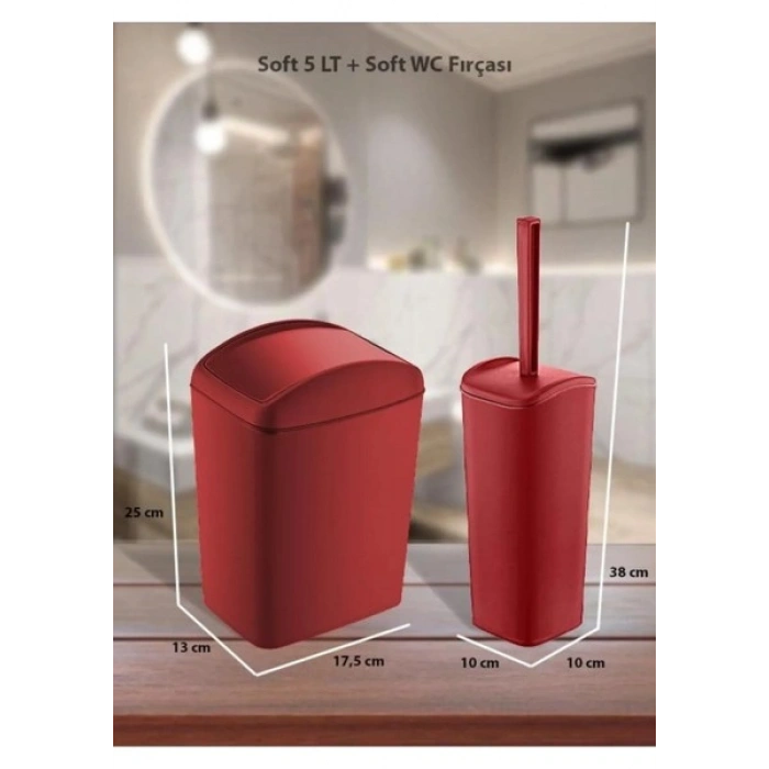 Pureduo 5 Lt Soft Çöp Kovası ve Wc Fırçası-Carmen