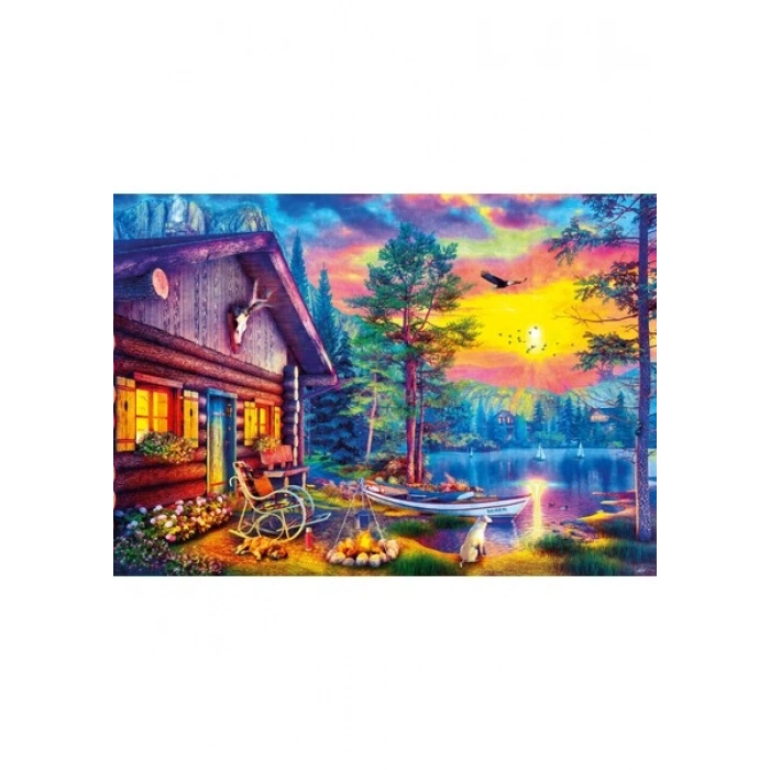 Puzzle 1000 Evening Sunset Cabin