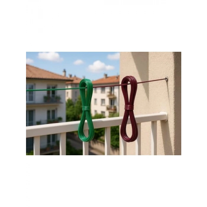 PVC Kaplamalı 10 Metre Çelik Çamaşır İpi (2li Set)