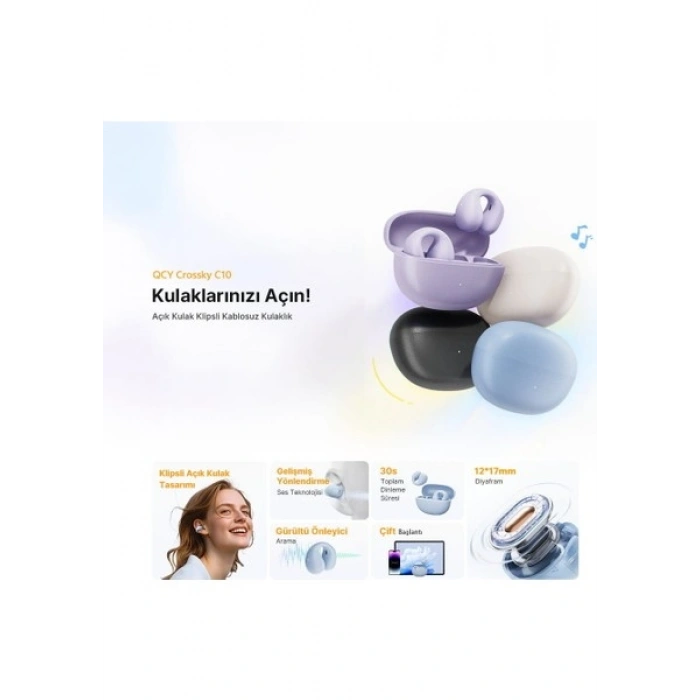 Qcy C10 Crossky Bluetooth Kulaklık - Çift Mikrofon - Çift Cihaz Bağlantısı - Kristal Ses Netlik - Ipx4 Mor