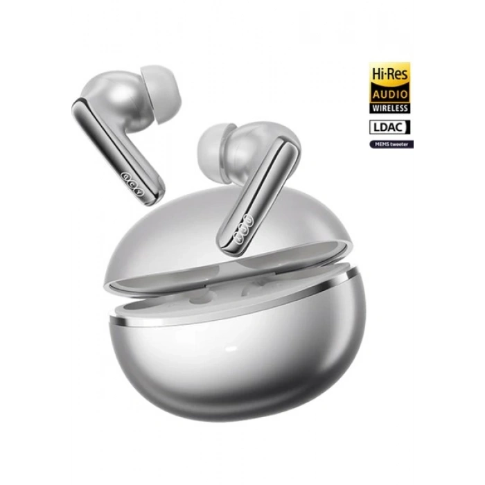 QCY Melobuds N70 Bluetooth Kulaklık 6.0 - Kablosuz Şarj - Hi-Res-LDAC- Mems Tweeter-FastPair-Çift Cihaz Gri