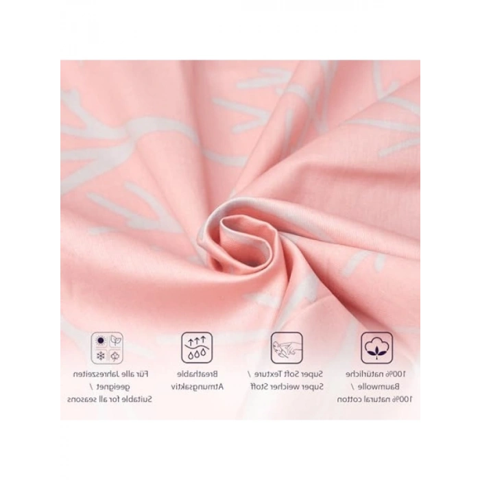 Queen Size Pembe Saten Nevresim Seti