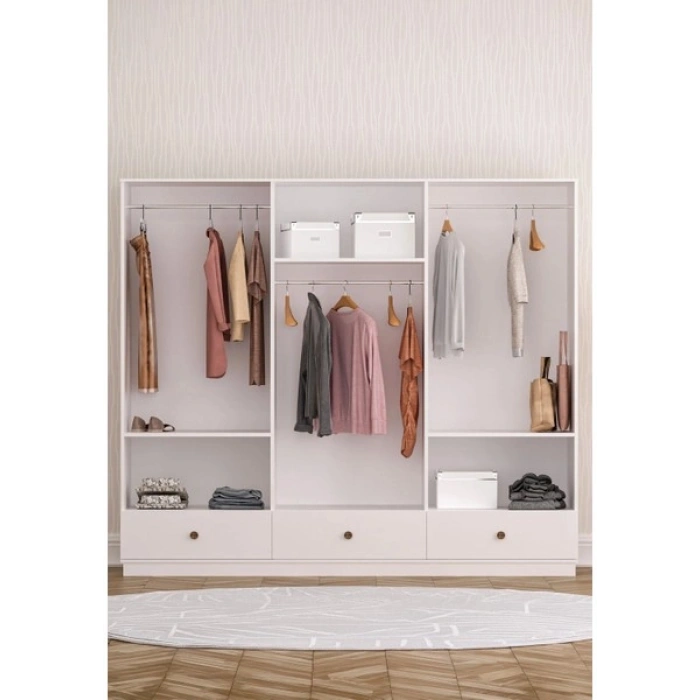 Rabi Mobilya Elif Modern 6 Kapak 3 Çekmeceli Gardırop