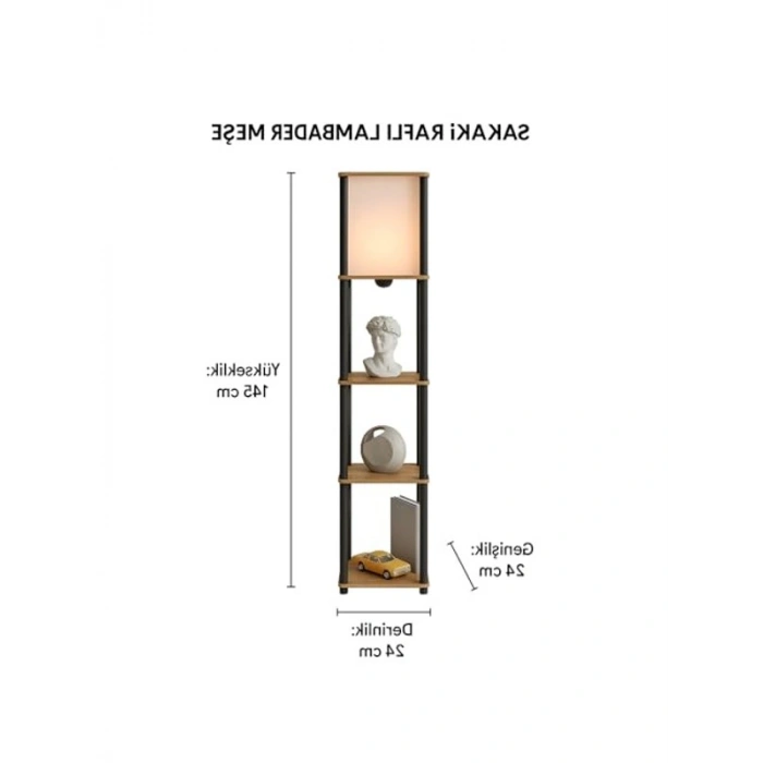 Raflı Lambader, Modern Tasarım, E27 Duy Uyumlu