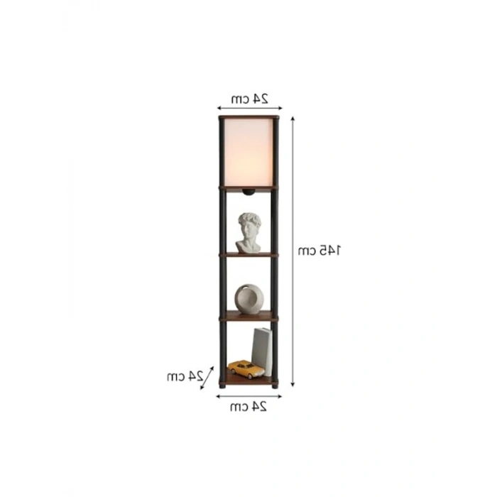 Raflı Modern Ahşap Lambader, Dekoratif Işıklandırma