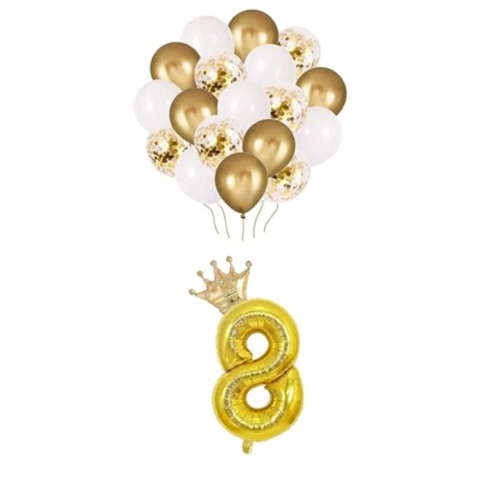 Rakam Gold Folyo Balon, Kraliyet Temalı Parti Dekorasyonu