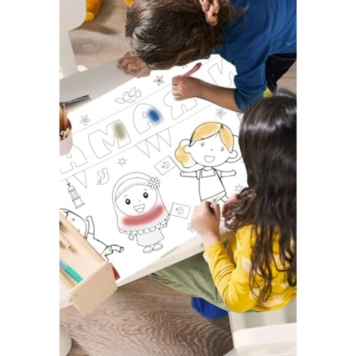 Ramazan Temalı Dev Boyama Kağıdı, 5 Metre Uzun, Çocuklar İçin