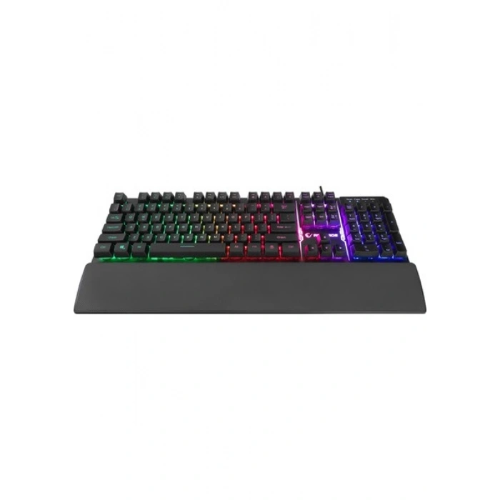 Rampage KB-RX77 Runner Siyah USB Rainbow Aydınlatmalı Ingilizce Klavye Düzeni Us Layout Bilek Destekli Gaming Klavye