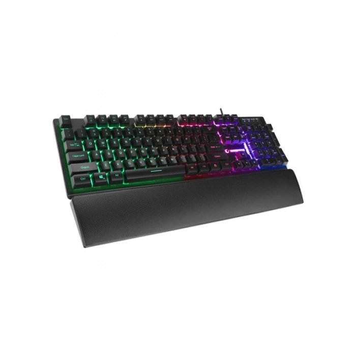 Rampage KB-RX77 Runner Siyah USB Rainbow Aydınlatmalı Ingilizce Klavye Düzeni Us Layout Bilek Destekli Gaming Klavye