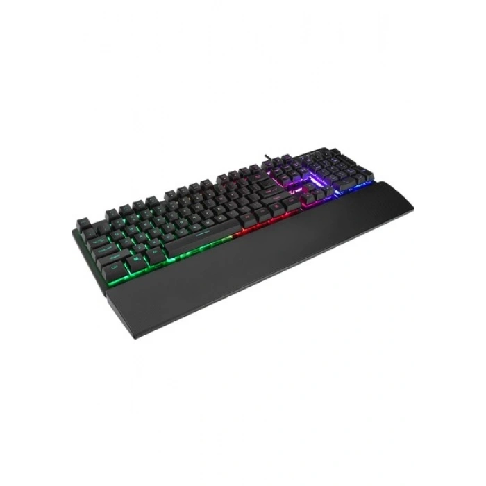 Rampage KB-RX77 Runner Siyah USB Rainbow Aydınlatmalı Ingilizce Klavye Düzeni Us Layout Bilek Destekli Gaming Klavye