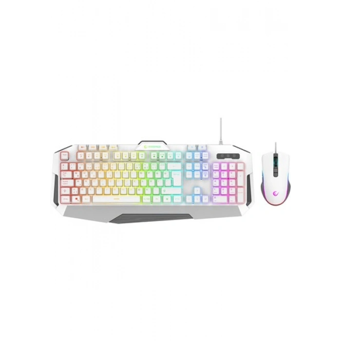 Rampage Km-34 Glare Beyaz USB Rgb Aydınlatmalı Q 12800 Dpı Mouse Gaming Oyuncu Klavye Set
