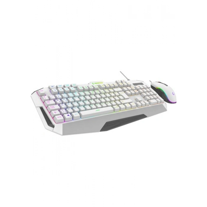 Rampage Km-34 Glare Beyaz USB Rgb Aydınlatmalı Q 12800 Dpı Mouse Gaming Oyuncu Klavye Set