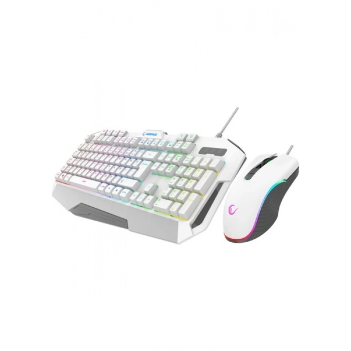 Rampage Km-34 Glare Beyaz USB Rgb Aydınlatmalı Q 12800 Dpı Mouse Gaming Oyuncu Klavye Set