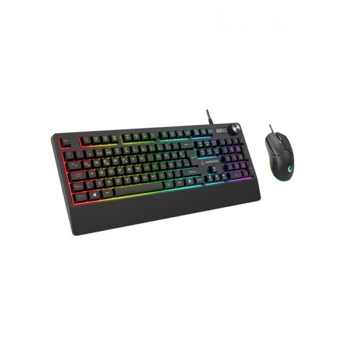 Rampage KM-9858 JAZZY V2 Siyah Usb RGB Aydınlatmalı Q 12800 DPI Mouse Gaming Oyuncu Klavye Mouse Set
