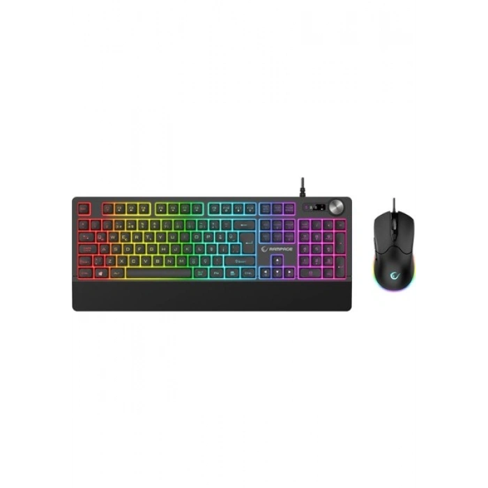 Rampage KM-9858 JAZZY V2 Siyah Usb RGB Aydınlatmalı Q 12800 DPI Mouse Gaming Oyuncu Klavye Mouse Set
