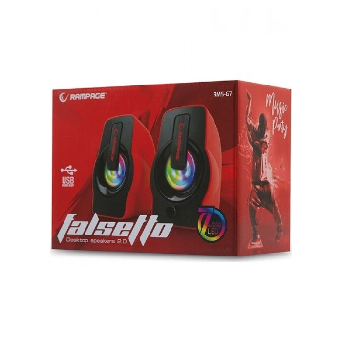 Rampage RMS-G7 Falsetto 2.0 6 Watt 50Hz-20KHz Kırmızı Multimedia 5V USB Speaker