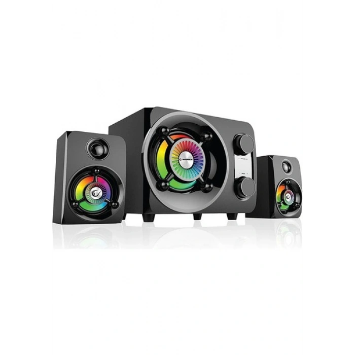 Rampage RMS-G8 2+1 25W Bluetooth +USB-SD-FM Rainbow Siyah Led Işıklı Oyuncu Ses Sistemi