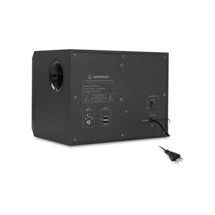 Rampage RMS-G8 2+1 25W Bluetooth +USB-SD-FM Rainbow Siyah Led Işıklı Oyuncu Ses Sistemi