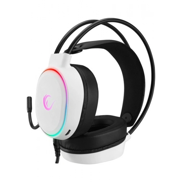 Rampage ROGUE Beyaz USB 7.1 Surround RGB Ledli Gaming Oyuncu Mikrofonlu Kulaklık