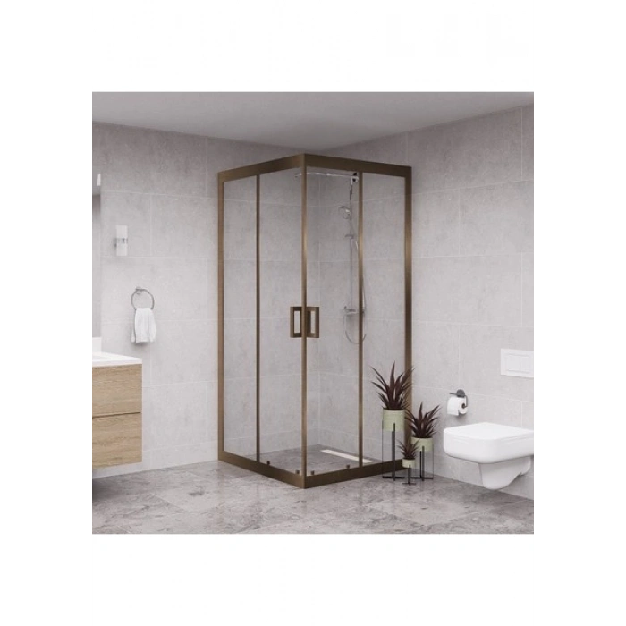 Raumark Bronze Quandrum 6mm Şeffaf Cam Kare Duşakabin