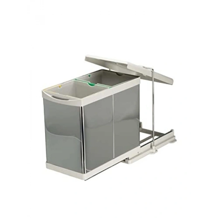 Raylı Dolap İçi Çöp Kovası, 14+14 Lt Kapasiteli