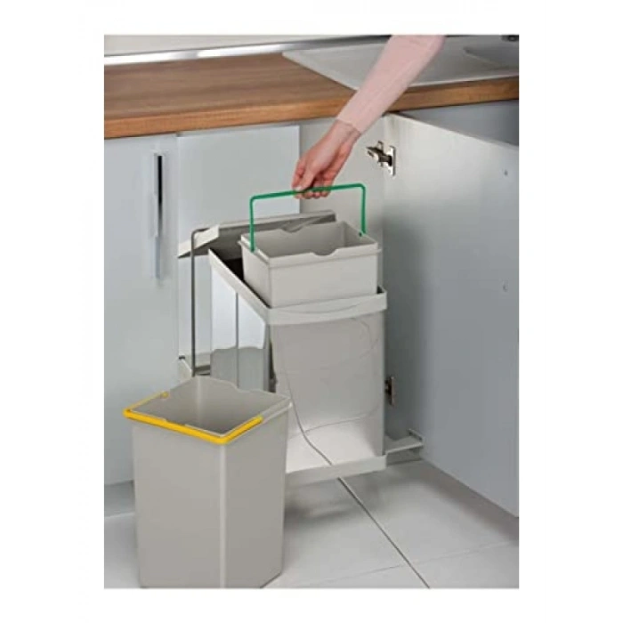 Raylı Dolap İçi Çöp Kovası, 14+14 Lt Kapasiteli
