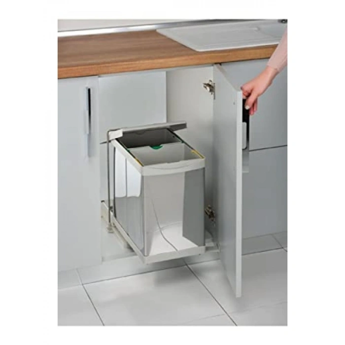 Raylı Dolap İçi Çöp Kovası, 14+14 Lt Kapasiteli