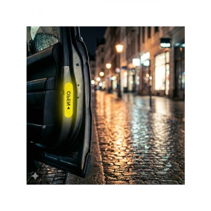 Reflektif Araç Kapı Uyarı Sticker Seti - 2li Sarı