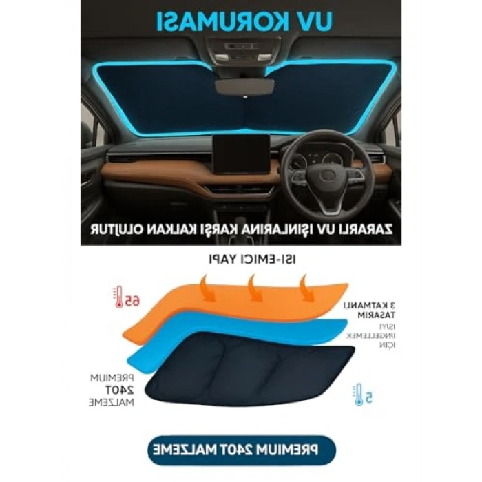 Reflektörlü Ön Cam Güneşliği - 2 Parça, 78x68 cm