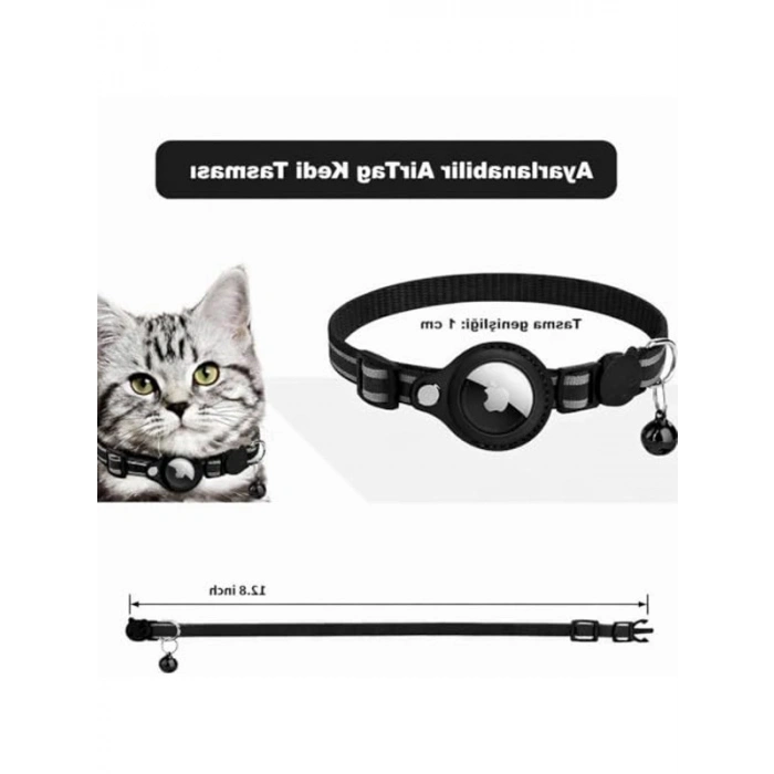 Reflektörlü ve Zilli Kedi Tasması, Airtag Uyumlu, Dayanıklı