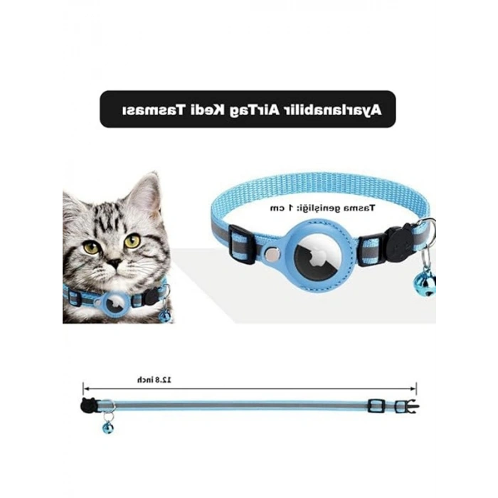 Reflektörlü ve zilli kedi tasması, pembe, standart ayarlanabilir, güvenli kullanım
