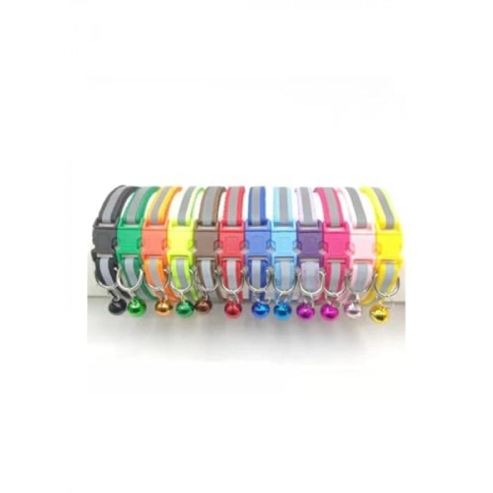 Reflektörlü Zilli Kedi Boyun Tasması 19x1 Cm Turuncu