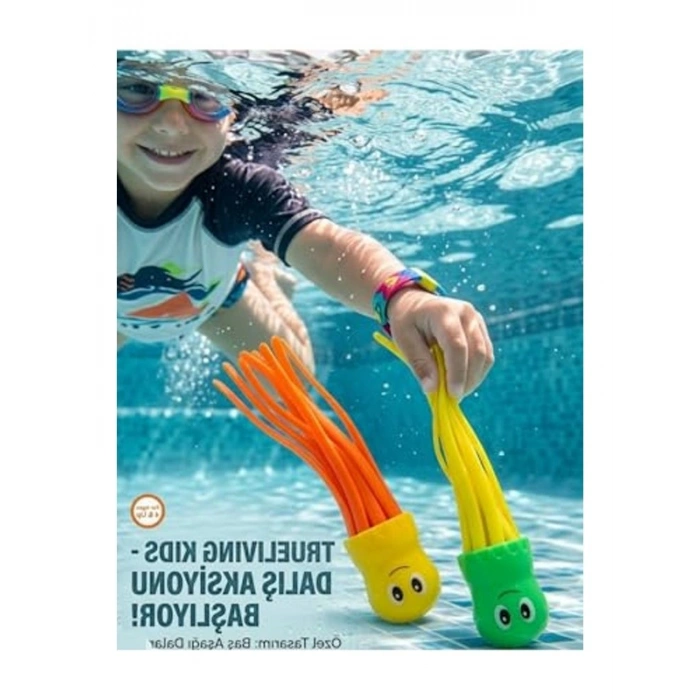 Renkli Ahtapot Su Altı Dalış Oyuncağı, 2li Set, 13 cm