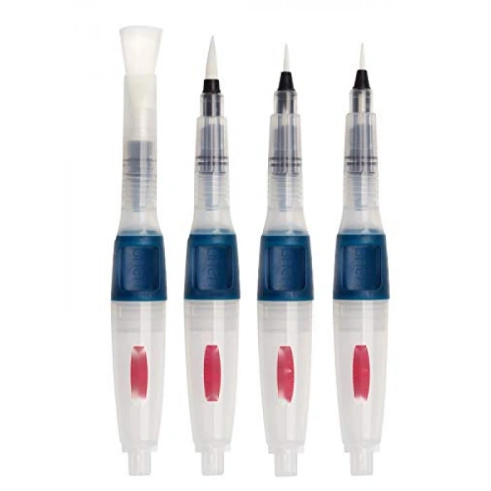 Renkli Basma Düğmeli Sulu Boya Fırçası Seti