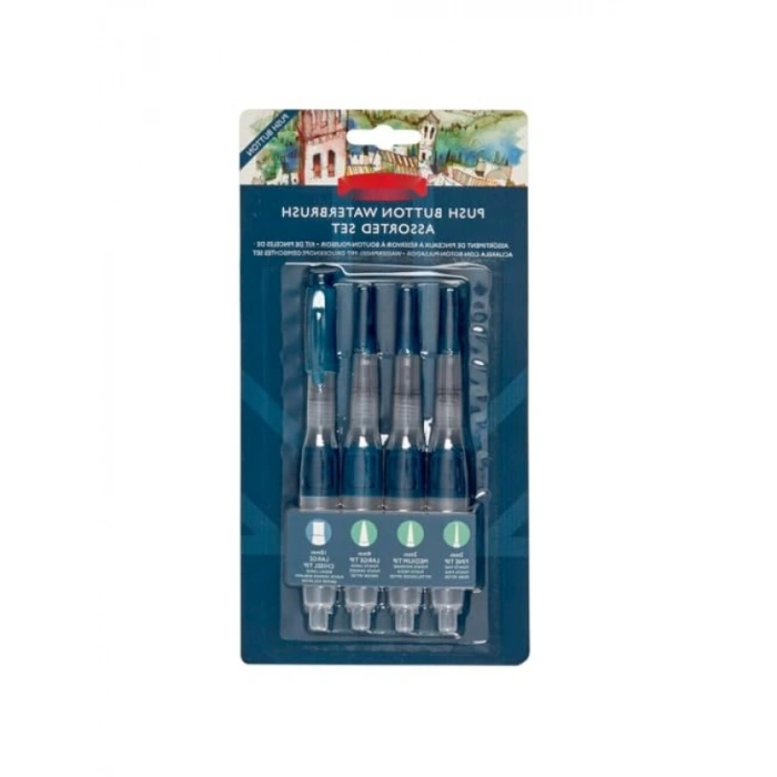 Renkli Basma Düğmeli Sulu Boya Fırçası Seti