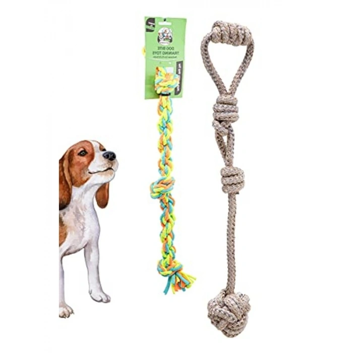 Renkli Çekiştirme Halatı, Pamuk Köpek Oyuncağı Seti