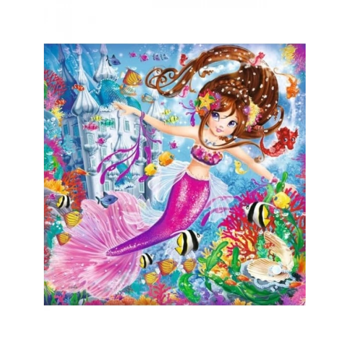 Renkli Deniz Kızı Temalı 49 Parça Puzzle