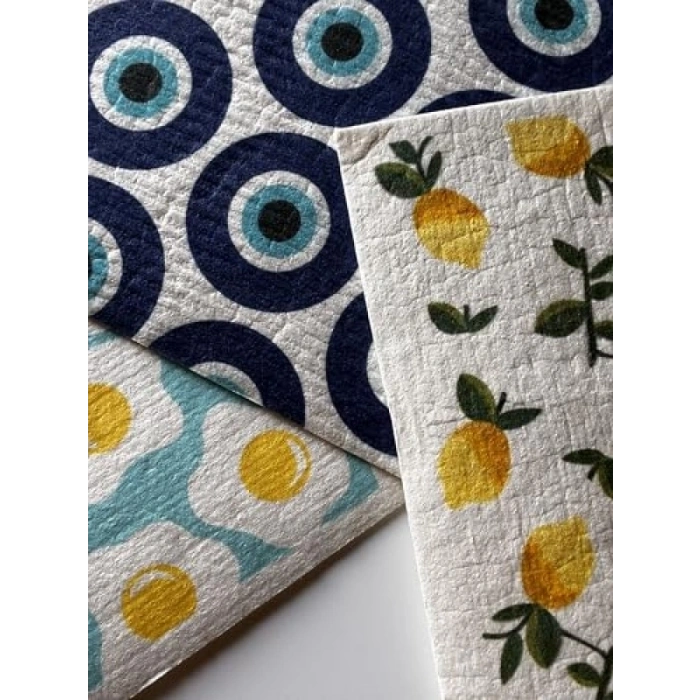 Renkli Desenli İsveç Bezi - 3lü Paket, Tekrar Kullanılabilir
