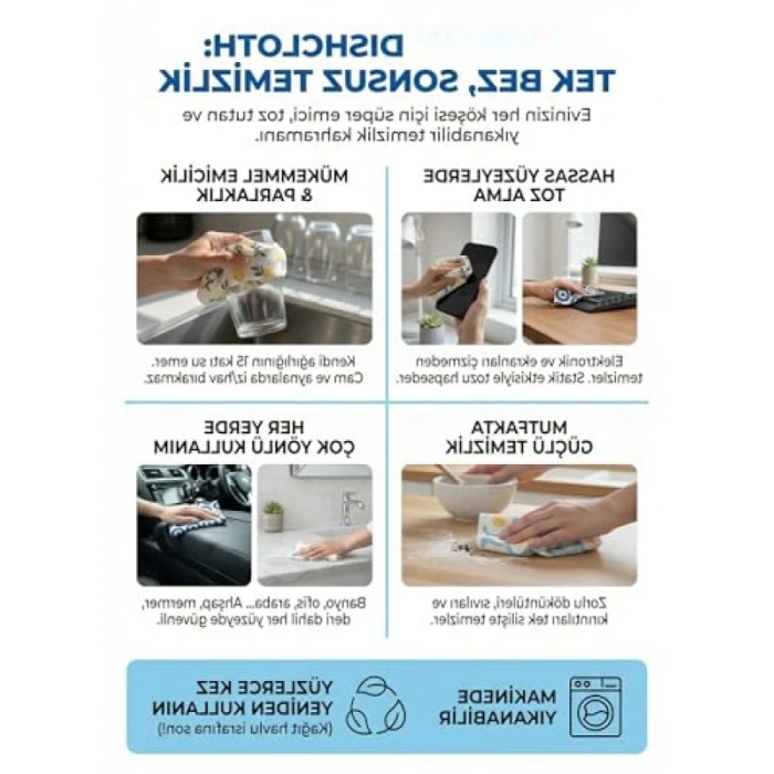 Renkli Desenli İsveç Bezi - 3lü Paket, Tekrar Kullanılabilir