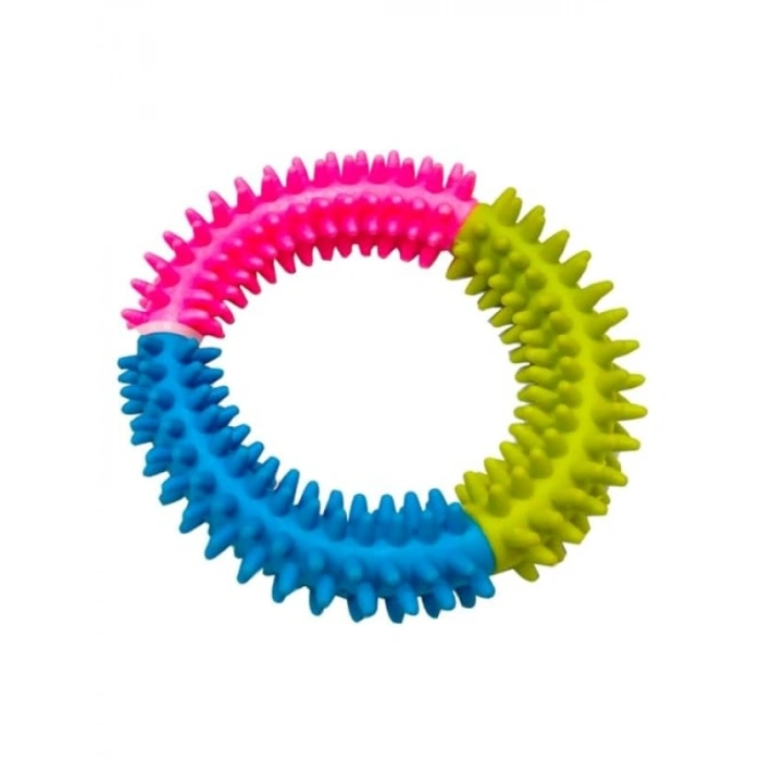 Renkli Dikenli Halka Köpek Oyuncağı 12 cm